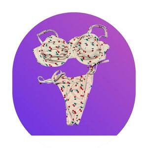 Wild Fable cherries bikini set - pink and white XL top/ S bottoms